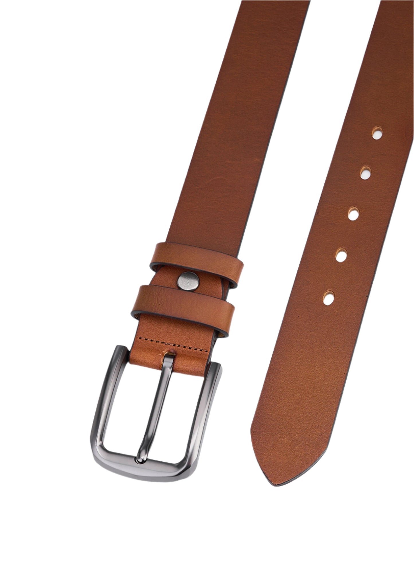 Luxury Cognac Rundleer Belt - Premium Full Leather for Comfort and Durability - Men's High-Quality Belt