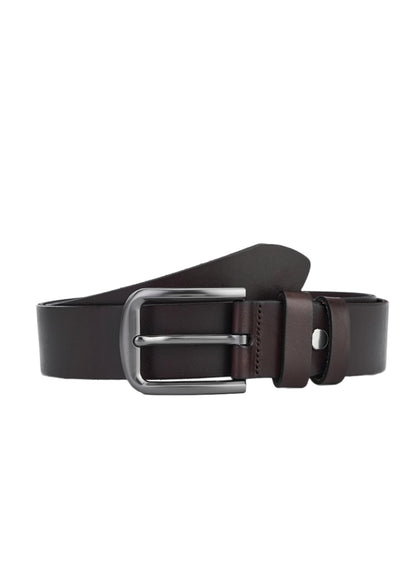Set of 4 luxury round belts - full leather in dark brown - premium men's dress belts for a timeless style
