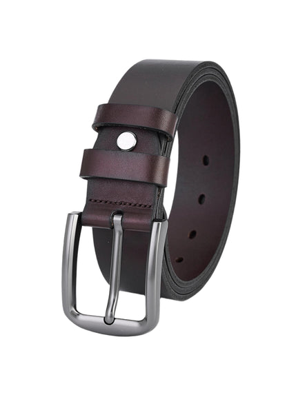 Luxury Dark Brown Cowhide Leather Belt – High-Quality Full Leather Belts for Men – Durable and Elegant
