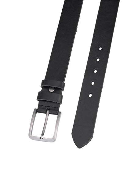 Set of 2 luxurious round leather belts in black and cognac – full leather, sturdy and durable men's support belts