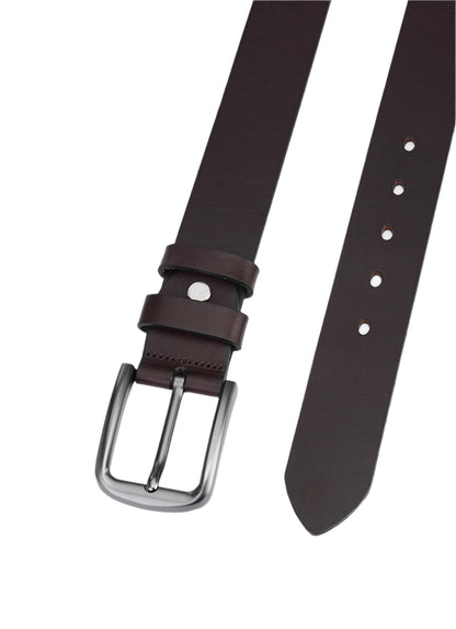 Luxury Dark Brown Cowhide Leather Belt – High-Quality Full Leather Belts for Men – Durable and Elegant