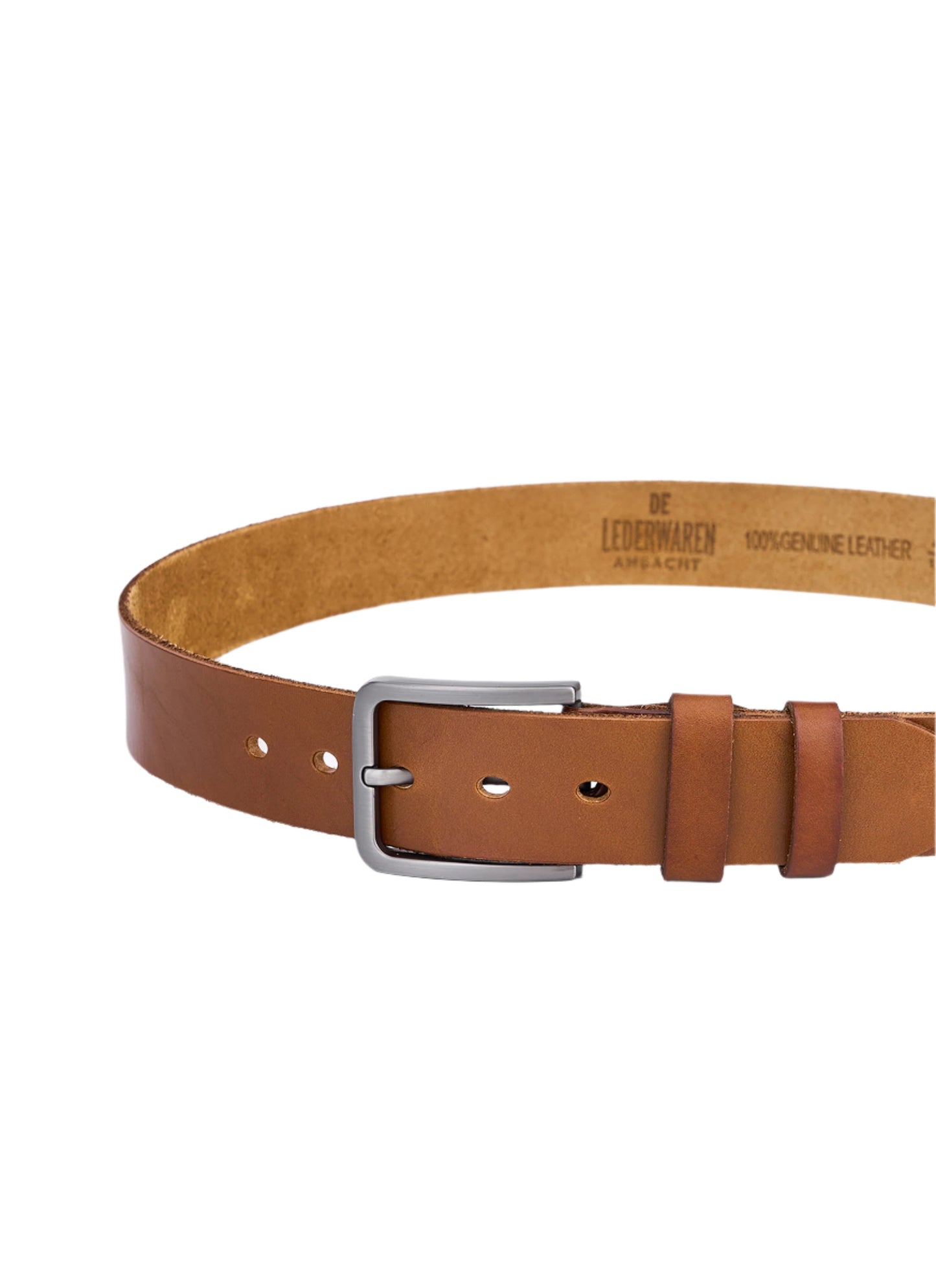 Set of 2 luxurious round leather belts in black and cognac – full leather, sturdy and durable men's support belts