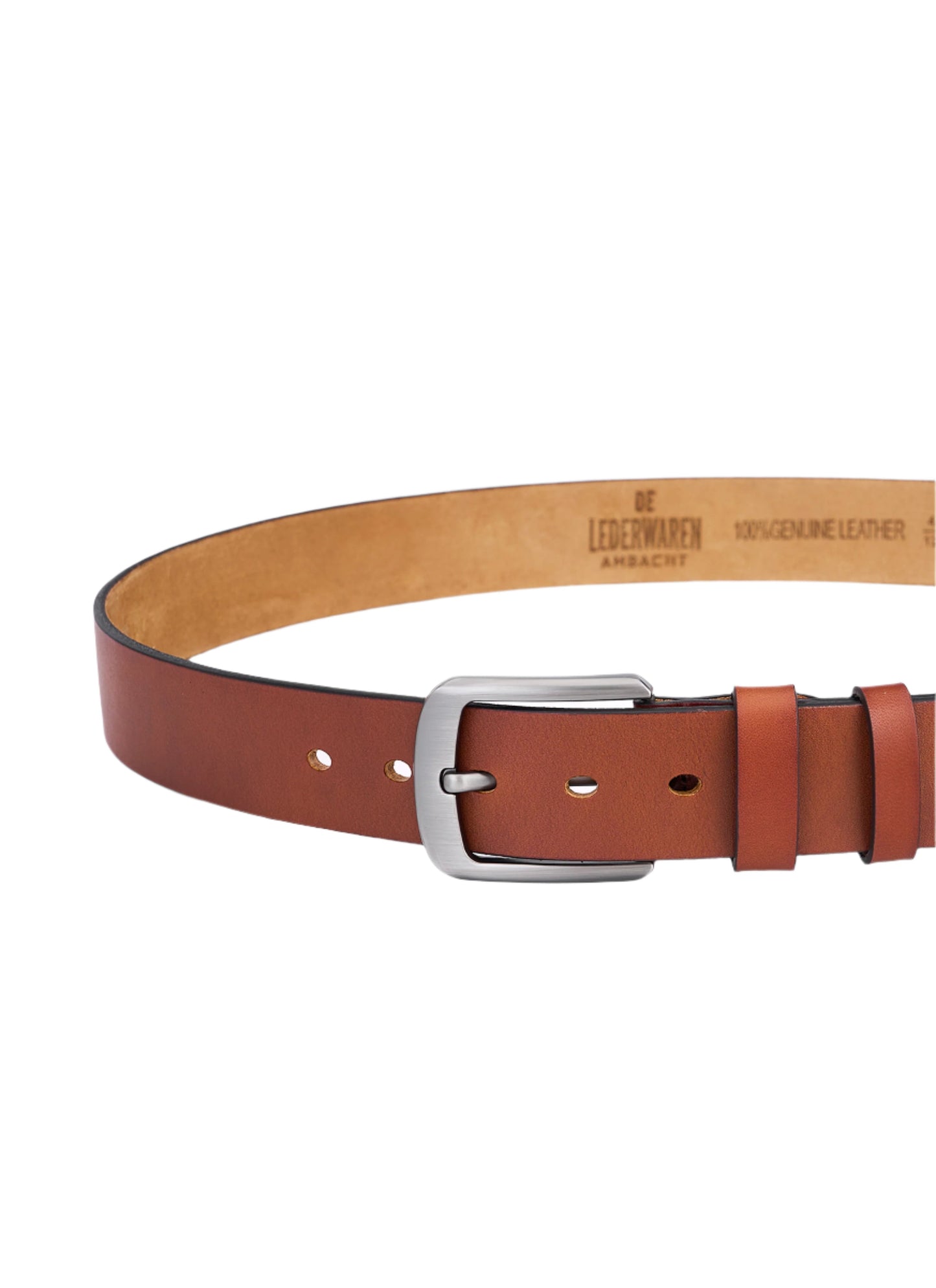 Stylish Round Leather Belt in Cognac – Full Leather, Durable Leather Belt for Men