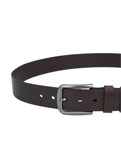 2 Piece Luxury Full Leather Belt Set - Black & Dark Brown, Durable and Elegant for Men