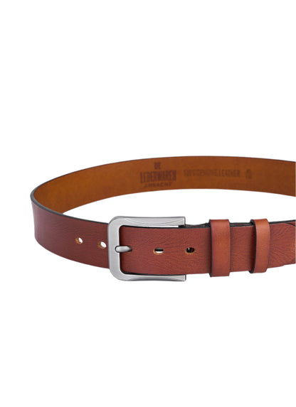 Luxury Round Leather Belt for Men - Full Leather with Vintage Pattern - Durable and Elegant Brown Leather Quality