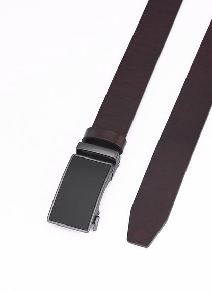 Luxury Brown Full-Grain Leather Belt with Automatic Clasp – Genuine Leather Leather Pants Belt for Durability and Elegance