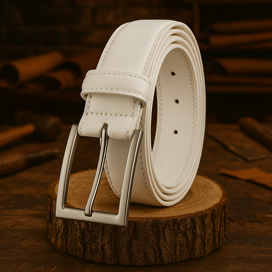 James Leather Belt Classic White