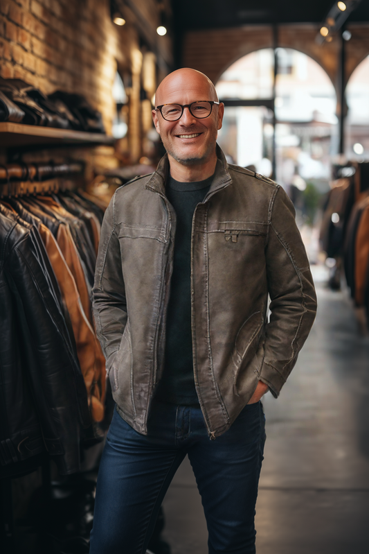 Urban Nomad - Elegant Leather Jacket for a Free and Adventurous Style