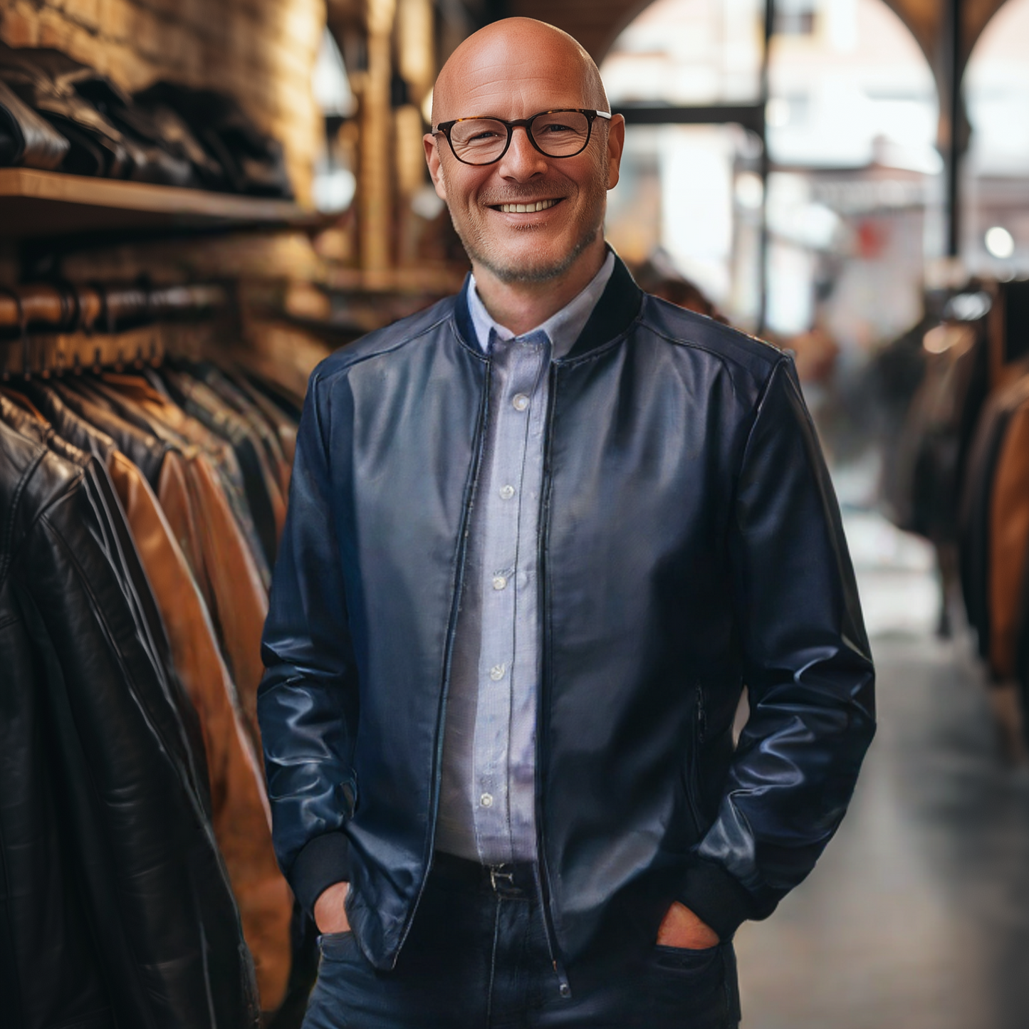 Golden Classic - Luxurious Leather Jacket