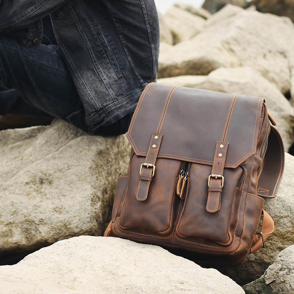 Brown Leather Backpack | BOSTON