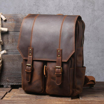 Brown Leather Backpack | BOSTON