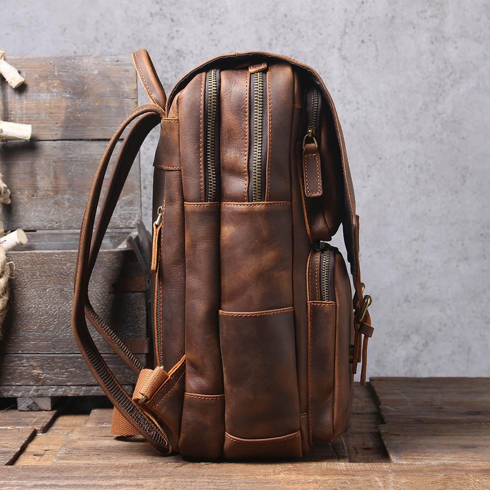 Brown Leather Backpack | BOSTON