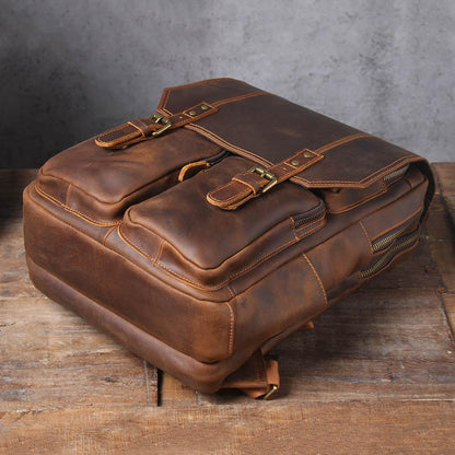 Brown Leather Backpack | BOSTON