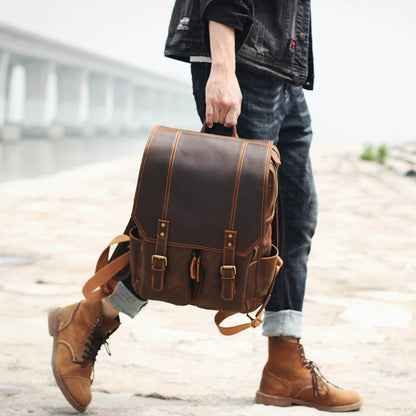 Brown Leather Backpack | BOSTON