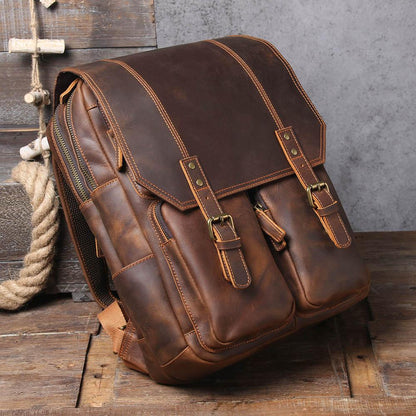 Brown Leather Backpack | BOSTON