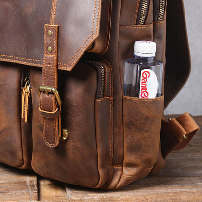 Brown Leather Backpack | BOSTON